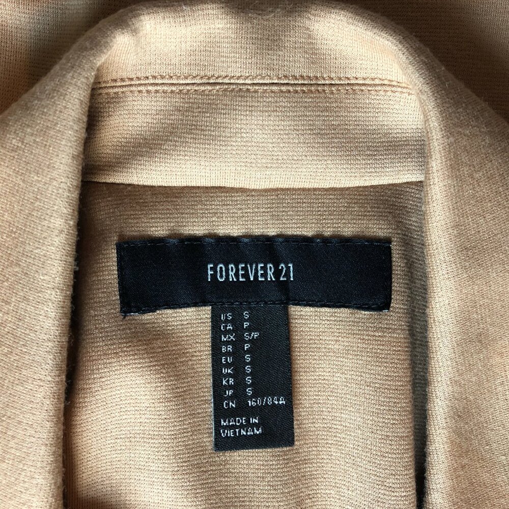 Tan Blazer Womens Small Long Sleeve Forever 21 Work Office Business Casual Fall - Picture 12 of 16